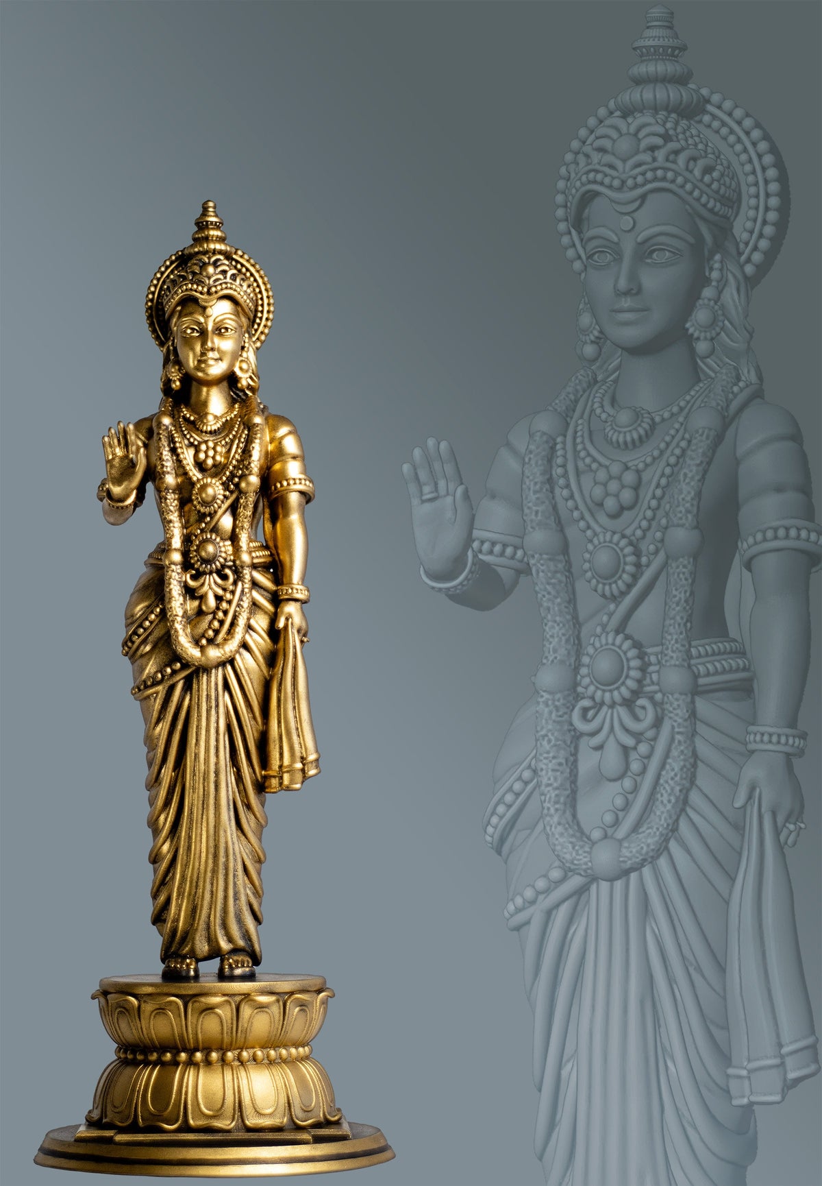 Sita-Statue, Frau von Lord Rama aus dem Ramayana-Epos. Avatar der Göttin Lakshmi. (Handgefertigt, UV-Harz)