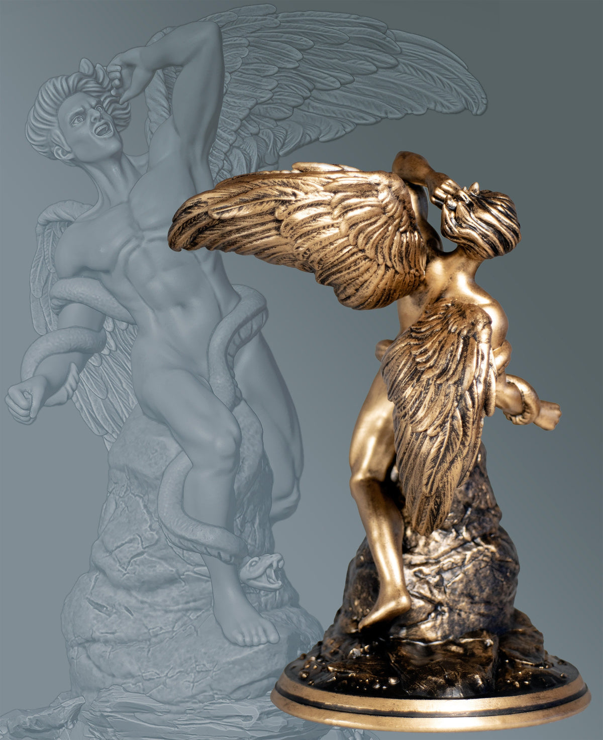Lucifer Fallen Angel Statue, Morning Star (Venus), Satan Devil (Handmade, UV-Resin)