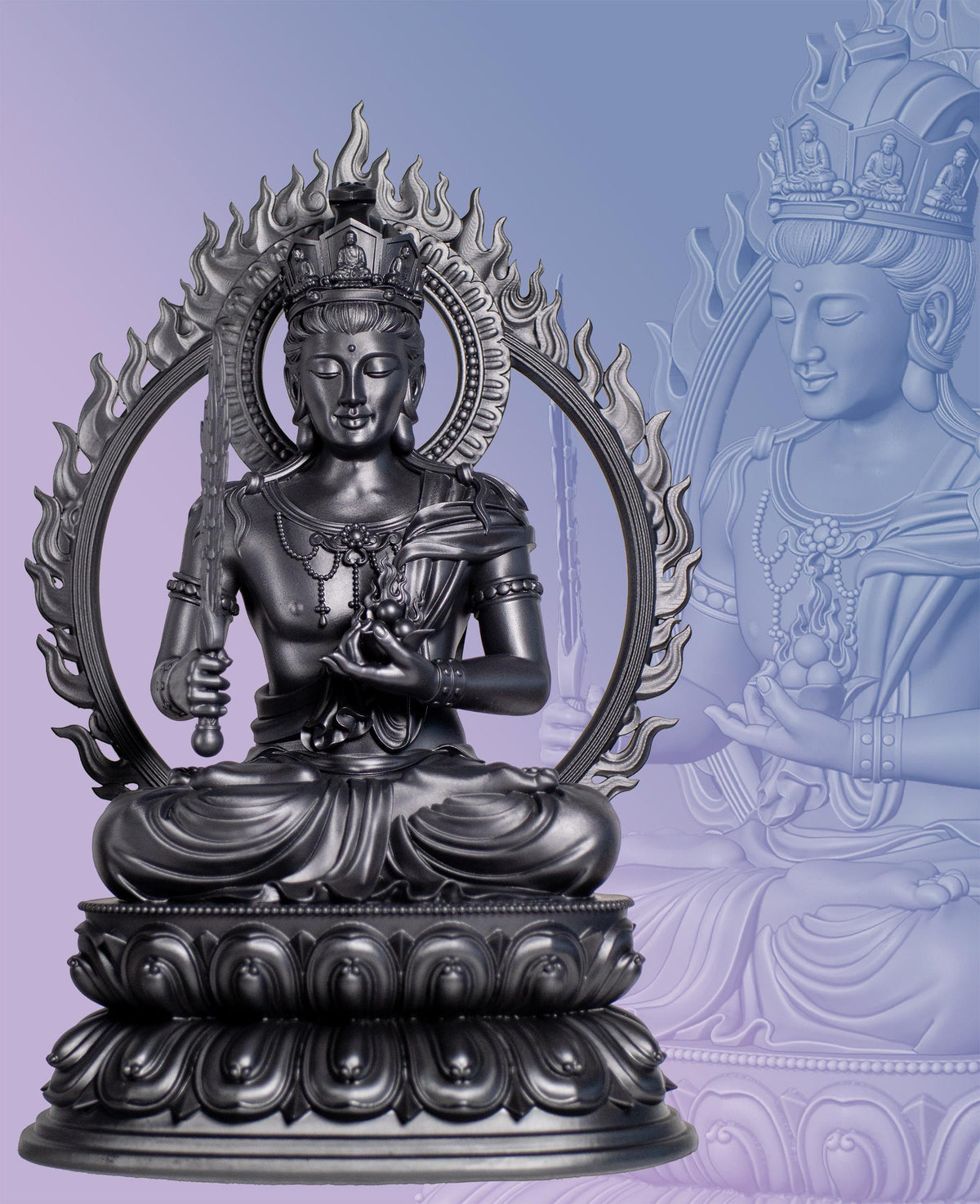 Akasagarbha Statue, Boundless Wisdom Bodhisattva. (Handmade, UV-Resin)