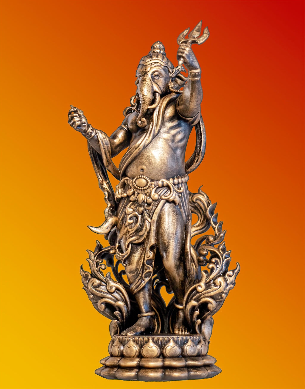 Statue du Seigneur Ganesha debout, dieu à tête d’éléphant des nouveaux départs. (Fait main, résine UV)