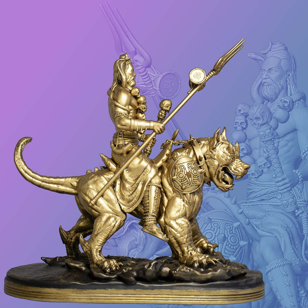 Lord Bhairava Statue, Sri Kaal Bhairav, Lord Shiva's Fearsome Form. (Handmade, UV-resin, 2 sizes)