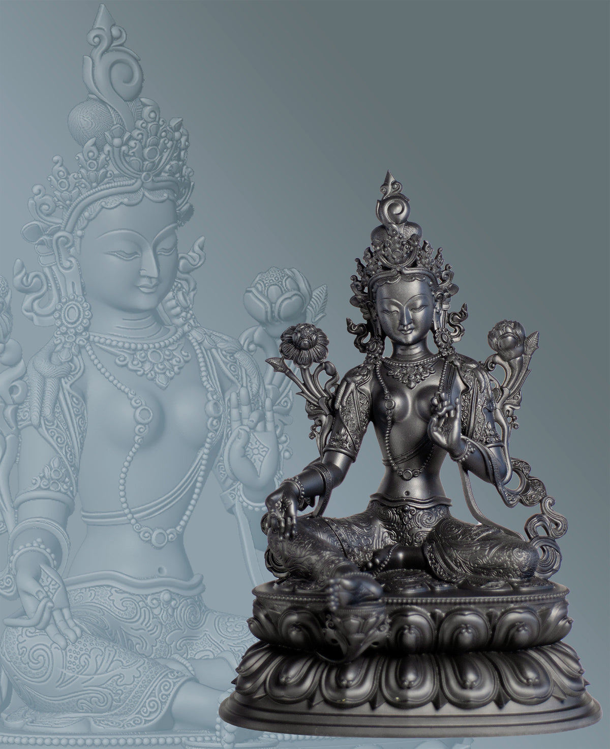 Statue of Tara, Female Bodhisattva, Meditation Deity, Mother of Liberation, Tantra Goddess. (Handmade, UV-resin)