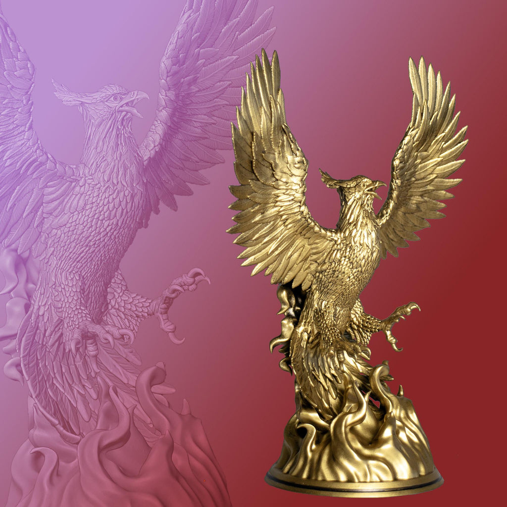 Phoenix Statue, Mythical Immortal Bird. Eternal Triumph of Life over Death. (Handmade, UV-resin)