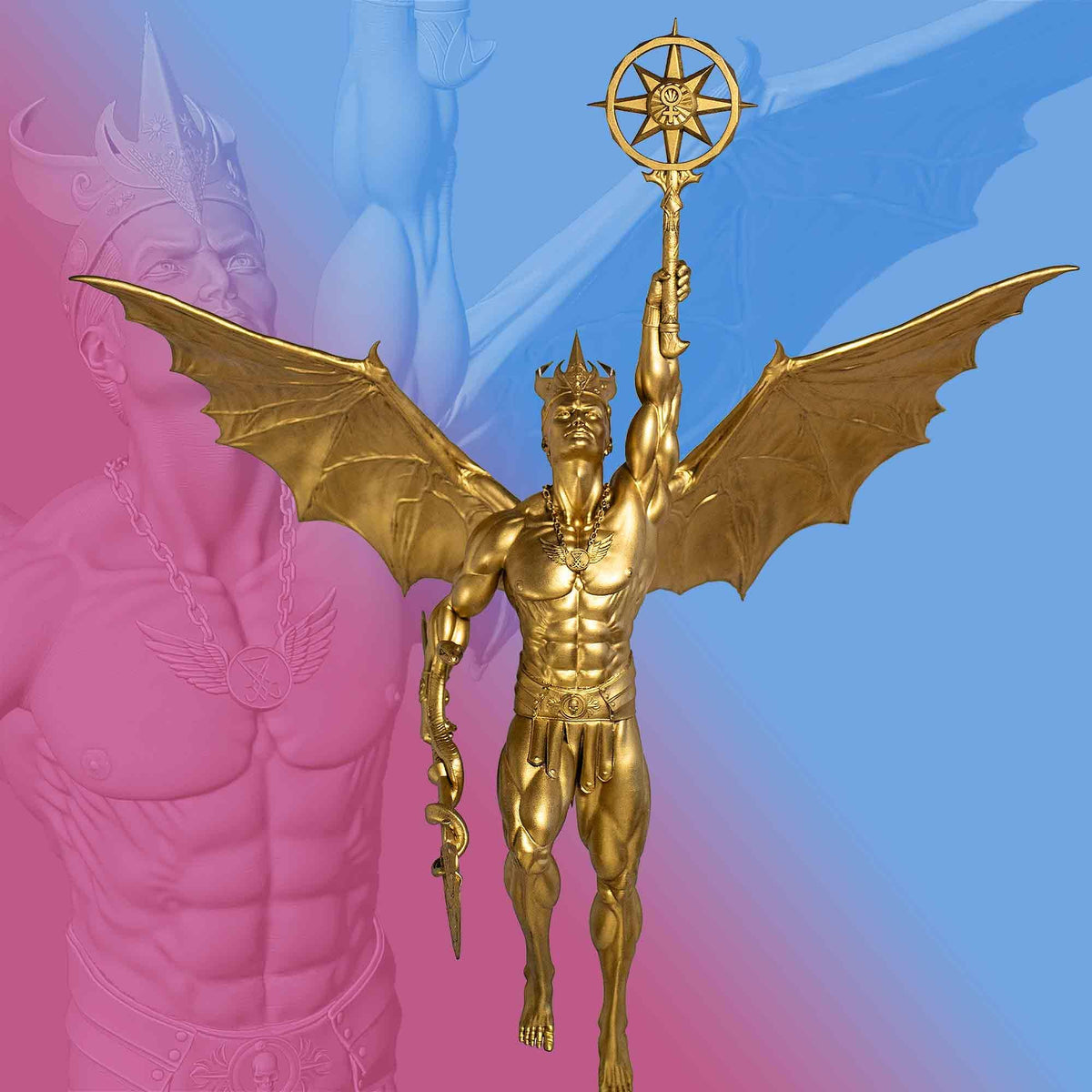 Lucifer Rising Statue, a.k.a. Fallen Angel, Satan, Devil (Handmade, UV-Resin)