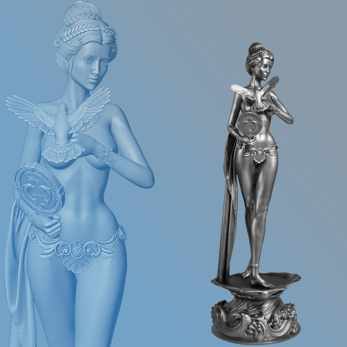 Aphrodite (Venus) Statue, Goddess of Love, Sex, Procreation, Pleasure, Beauty and Joy, (Handmade, UV-resin)