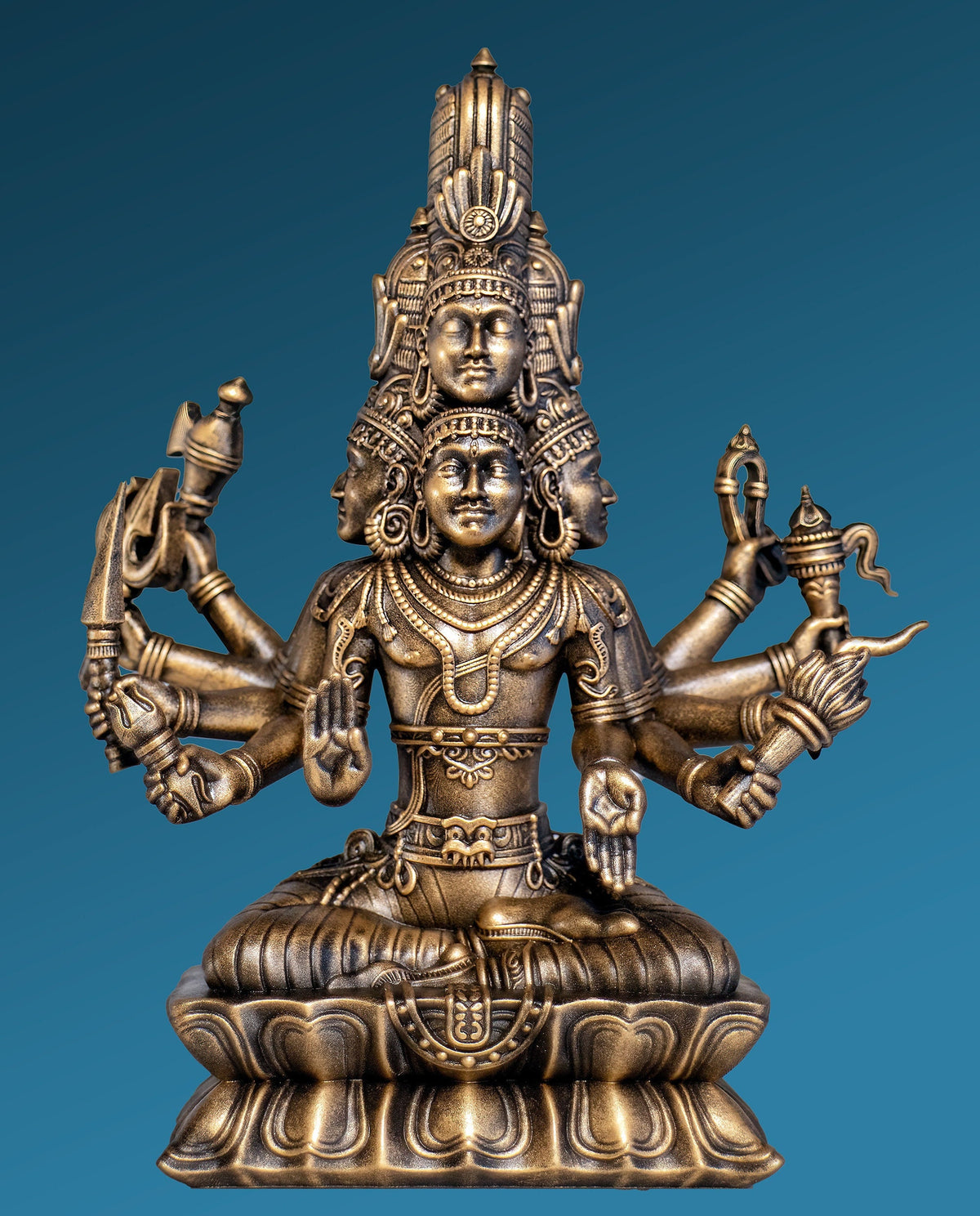 Statue of Lord Sadashiva, the highest five-faced Lord Shiva's form. (Handmade, UV-resin, 2 sizes)