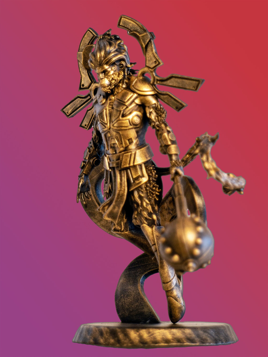 Statue du Seigneur Pavanputra Hanuman en vol. (Fait main, résine UV)