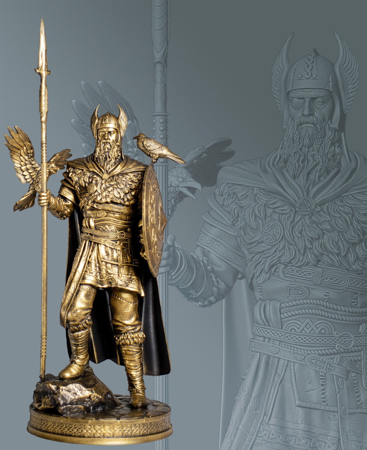 Odin Statue, Allfather in Norse Mythology, Viking Warrior God. (Handmade, UV-resin)