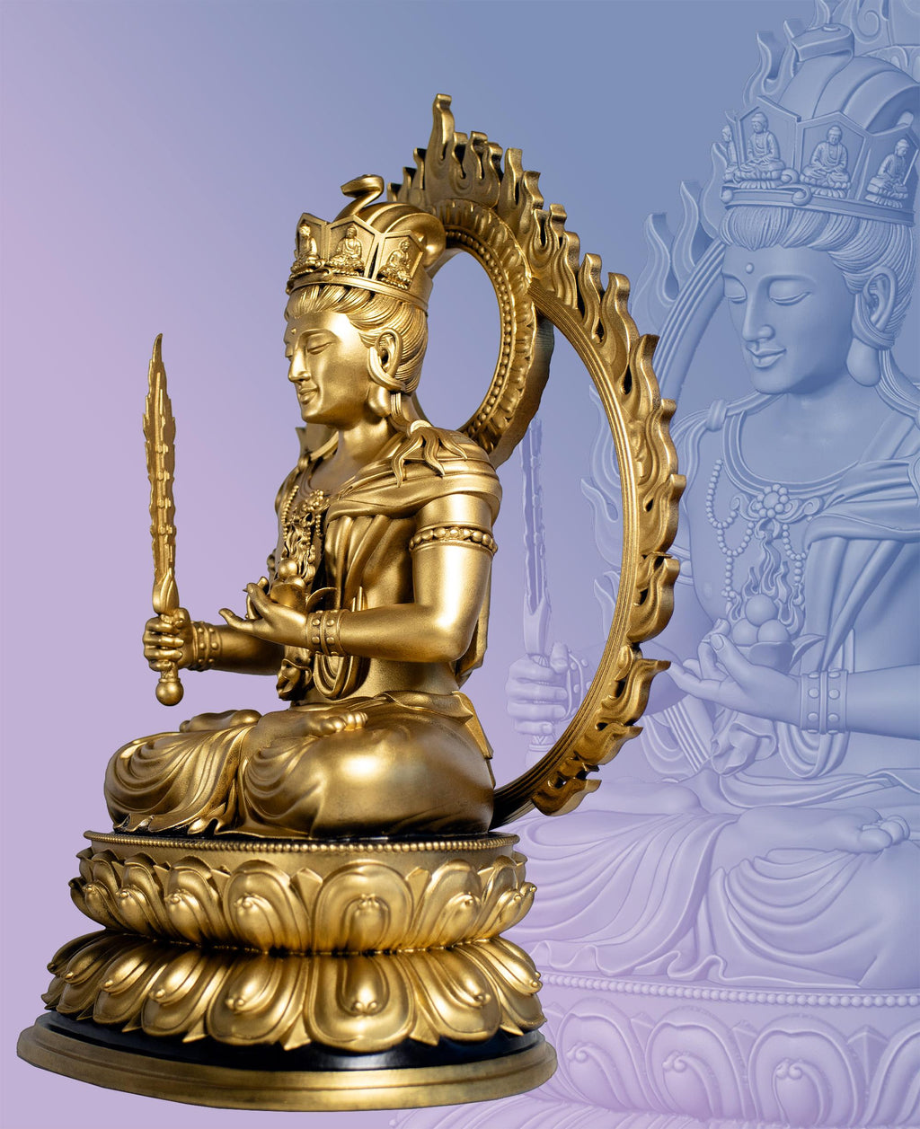 Statue d'Akasagarbha, Bodhisattva de la Sagesse Infinie. (Fait main, résine UV)