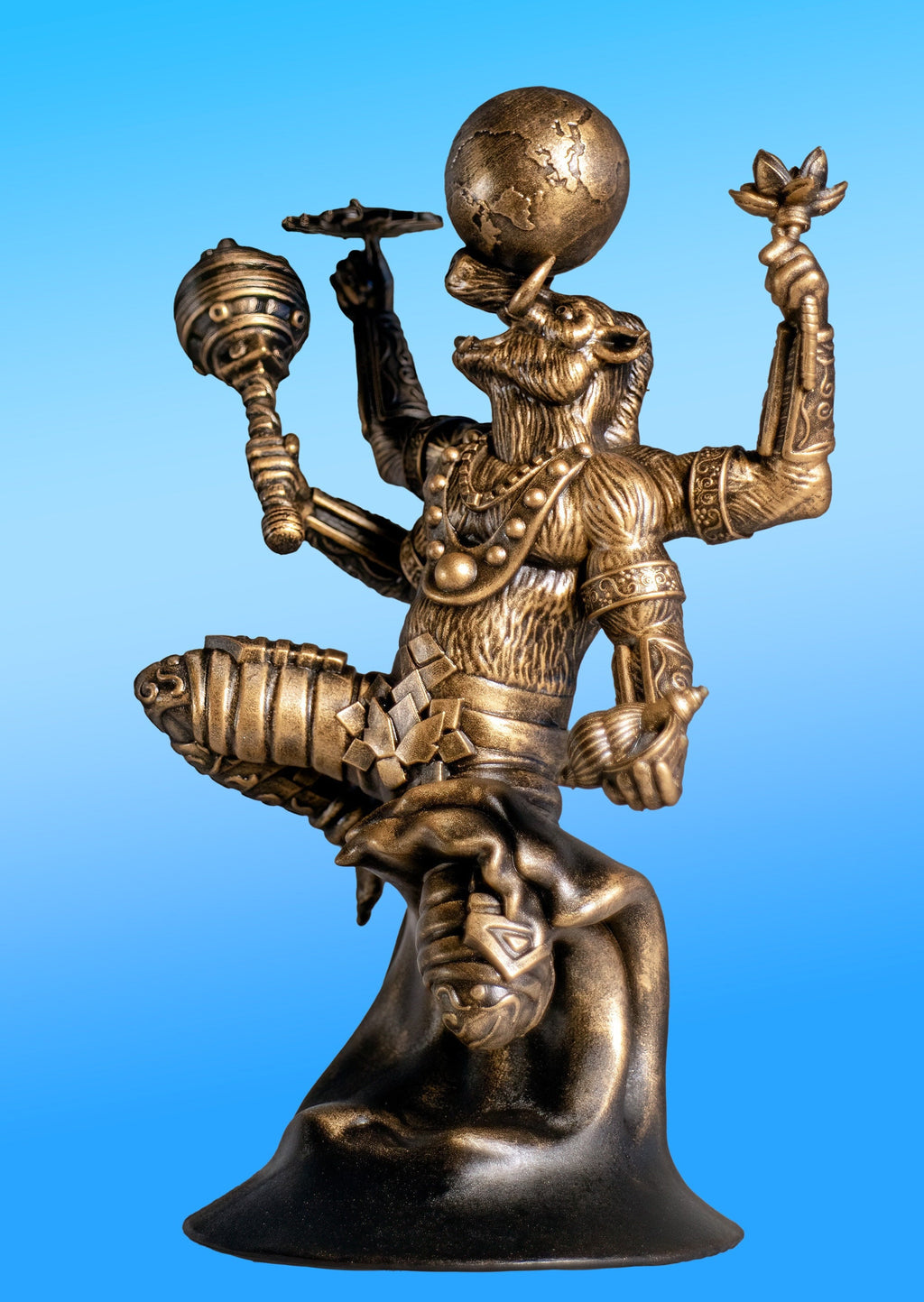 Lord Varaha Saving the Earth Statue. Avatar of Lord Vishnu. (Handmade, UV-resin)