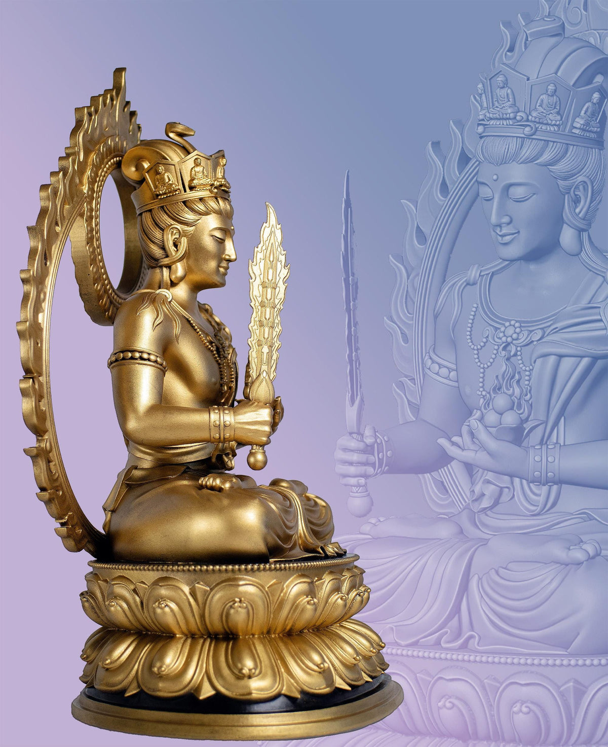 Akasagarbha Statue, Boundless Wisdom Bodhisattva. (Handmade, UV-Resin)