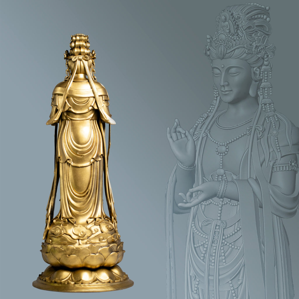 Statue d'Avalokiteshvara. Bouddha éternel Amitabha né de lui-même. Bodhisattva de la compassion Guanyin (fait main, résine UV)