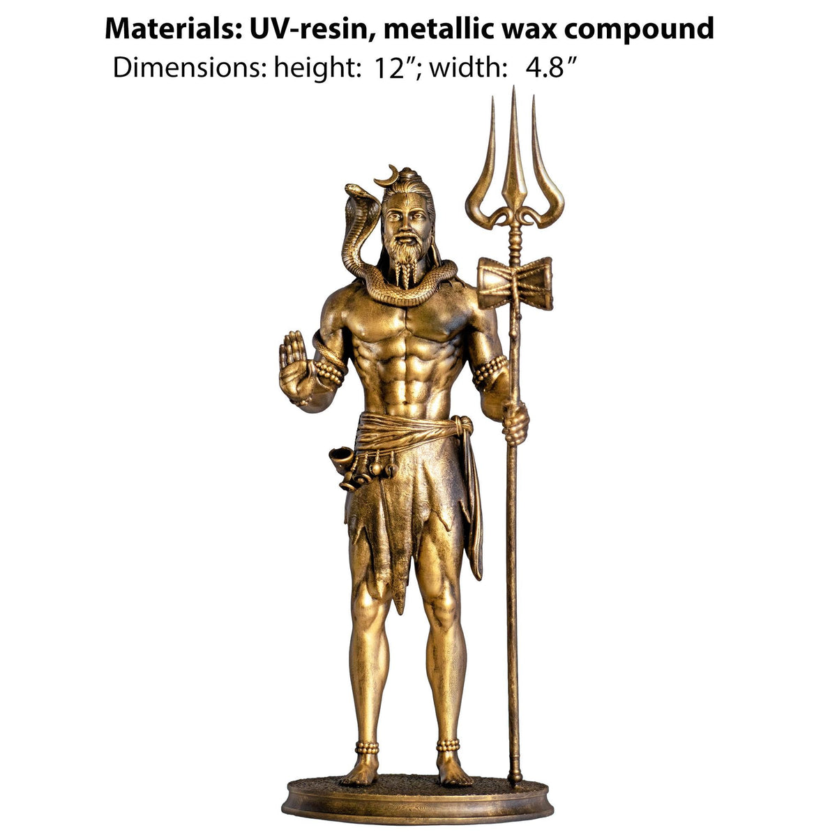 Lord Shiva 12" Statue, Mahadev, Siva, Shiv, Shankar, Rudra. (Handmade, UV-resin)