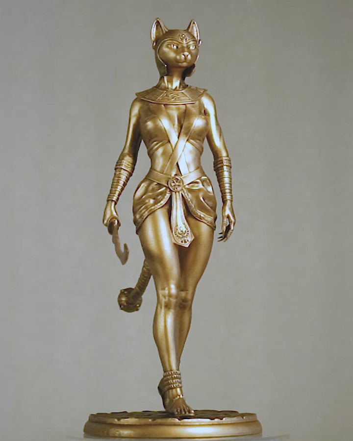 Statue de Bastet (Bast), déesse égyptienne antique de la beauté, de la fertilité, de la musique et des arts. (Fait main, résine UV)