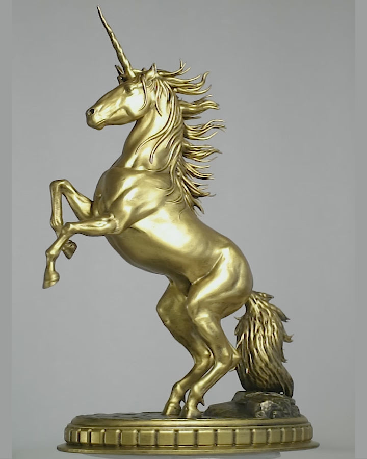 Unicorn (Monoceros) Statue, Mythical Beast in Ancient Europe, India, Babylon, China. (Handmade, UV-resin)