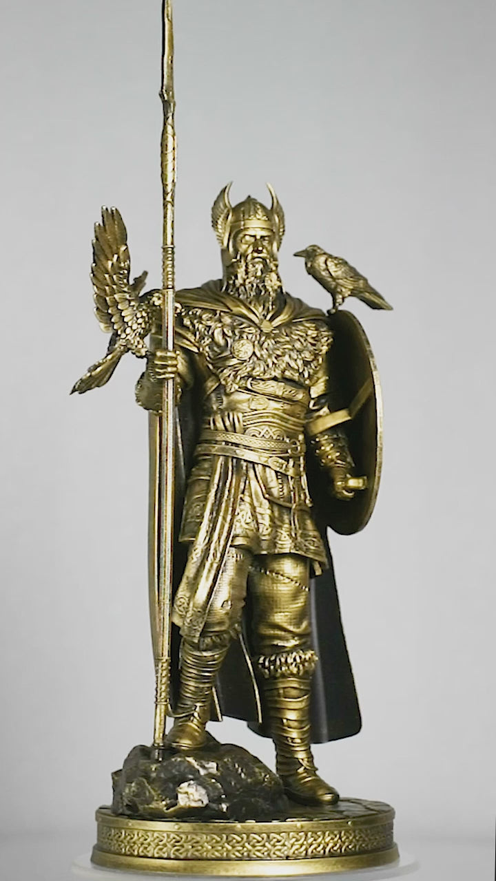 Statue d'Odin, Père de tout dans la mythologie nordique, dieu guerrier viking. (Fait main, résine UV)