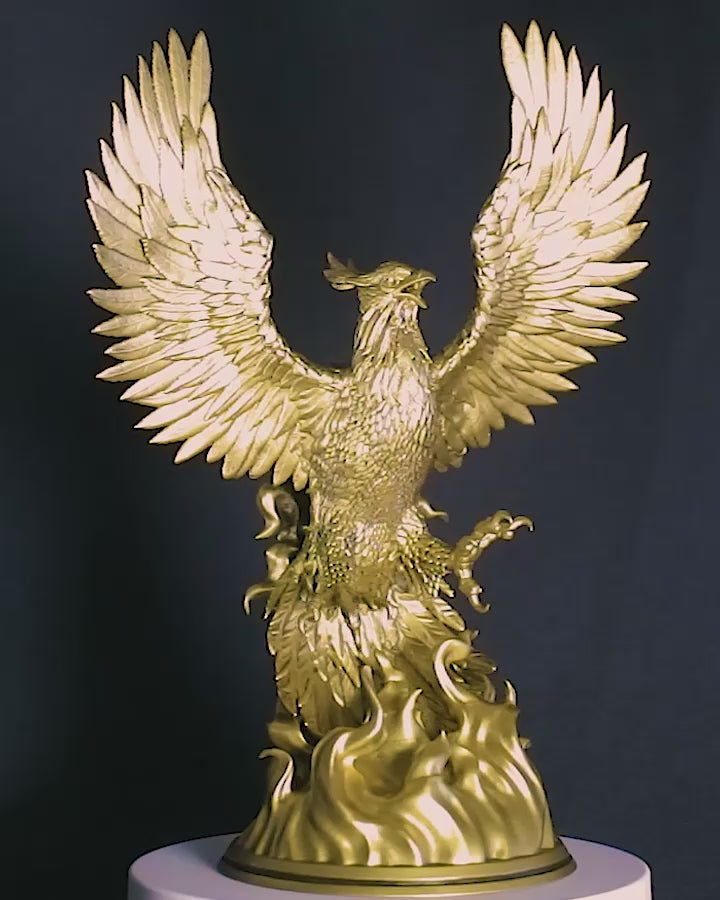 Phoenix Statue, Mythical Immortal Bird. Eternal Triumph of Life over Death. (Handmade, UV-resin)