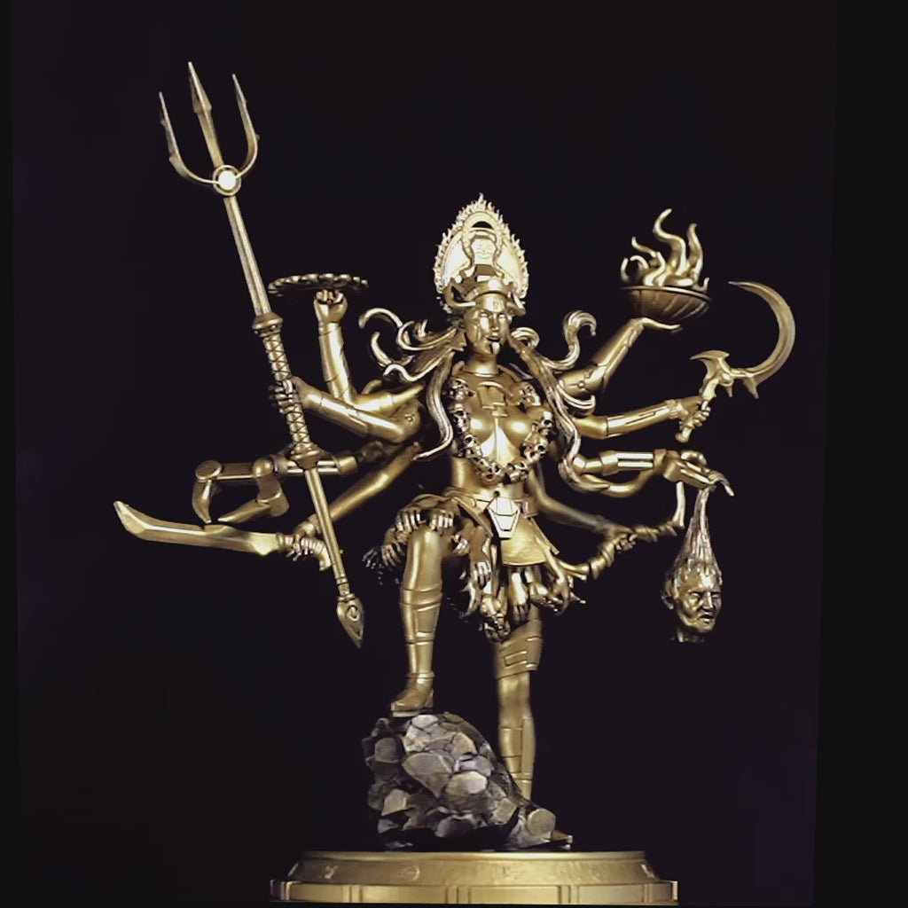 Kali Ma Mahadevi 12" Statue , Goddess of Time and Death (Handmade, UV-resin)