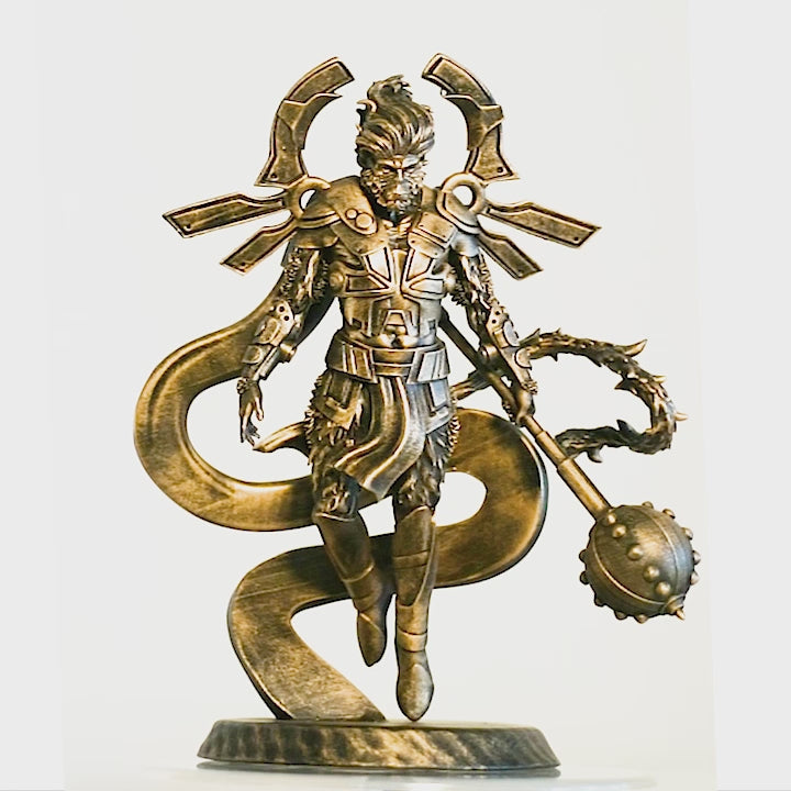 Statue du Seigneur Pavanputra Hanuman en vol. (Fait main, résine UV)