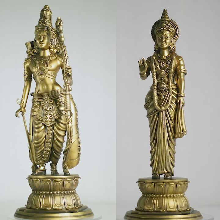 Lord Ram & Sita Mata (bundle) Statues, Main Deities in Ramayana Epic. (Handmade, UV-resin)