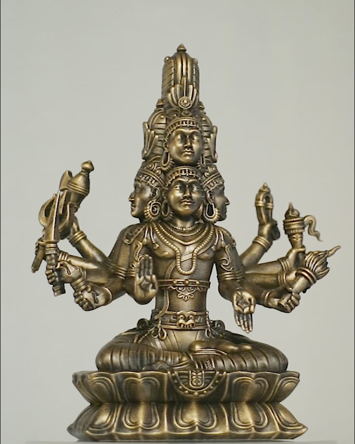 Statue du Seigneur Sadashiva, la forme suprême du Seigneur Shiva à cinq visages. (Fait main, résine UV, 2 tailles)