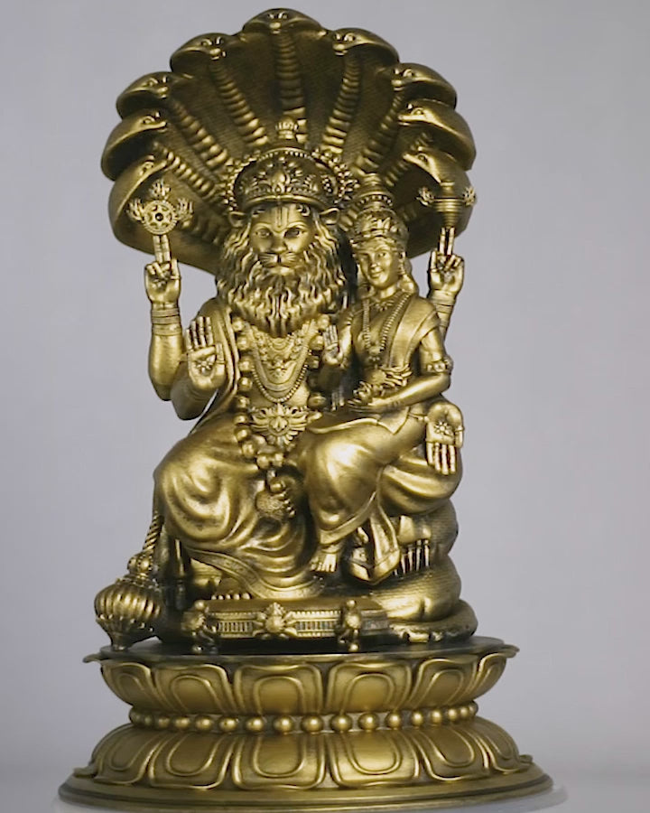 Statue de Sri Lakshmi Narasimha. 4e avatar du dieu Vishnu. Déesse de la prospérité Lakshmi. (Fait main, résine UV)