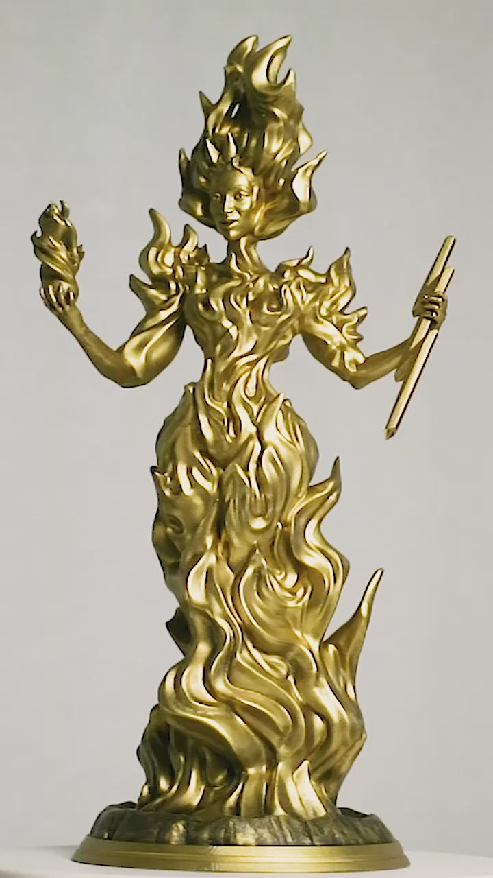 Statue de Madame Pelé, déesse hawaïenne des volcans, du vent, du feu et de la foudre. (Faite à la main, résine UV)