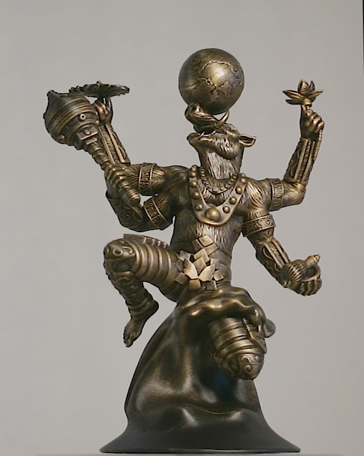 Lord Varaha Saving the Earth Statue. Avatar of Lord Vishnu. (Handmade, UV-resin)