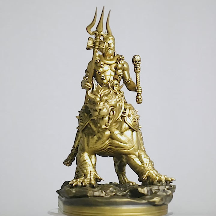 Lord Bhairava Statue, Sri Kaal Bhairav, Lord Shiva's Fearsome Form. (Handmade, UV-resin, 2 sizes)