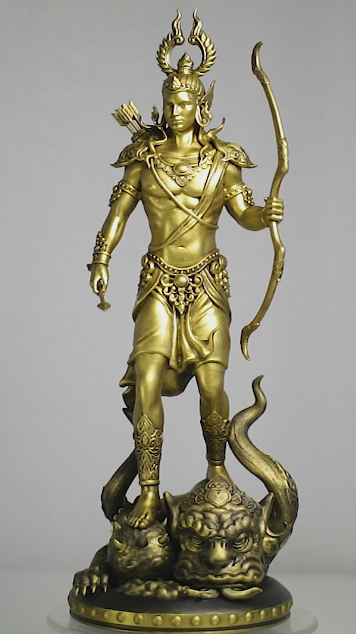 Shri Ram the Demon Slayer, 12" Statue. Rama, Ramar, Raman, Ramachandra. (Handmade, UV-resin)