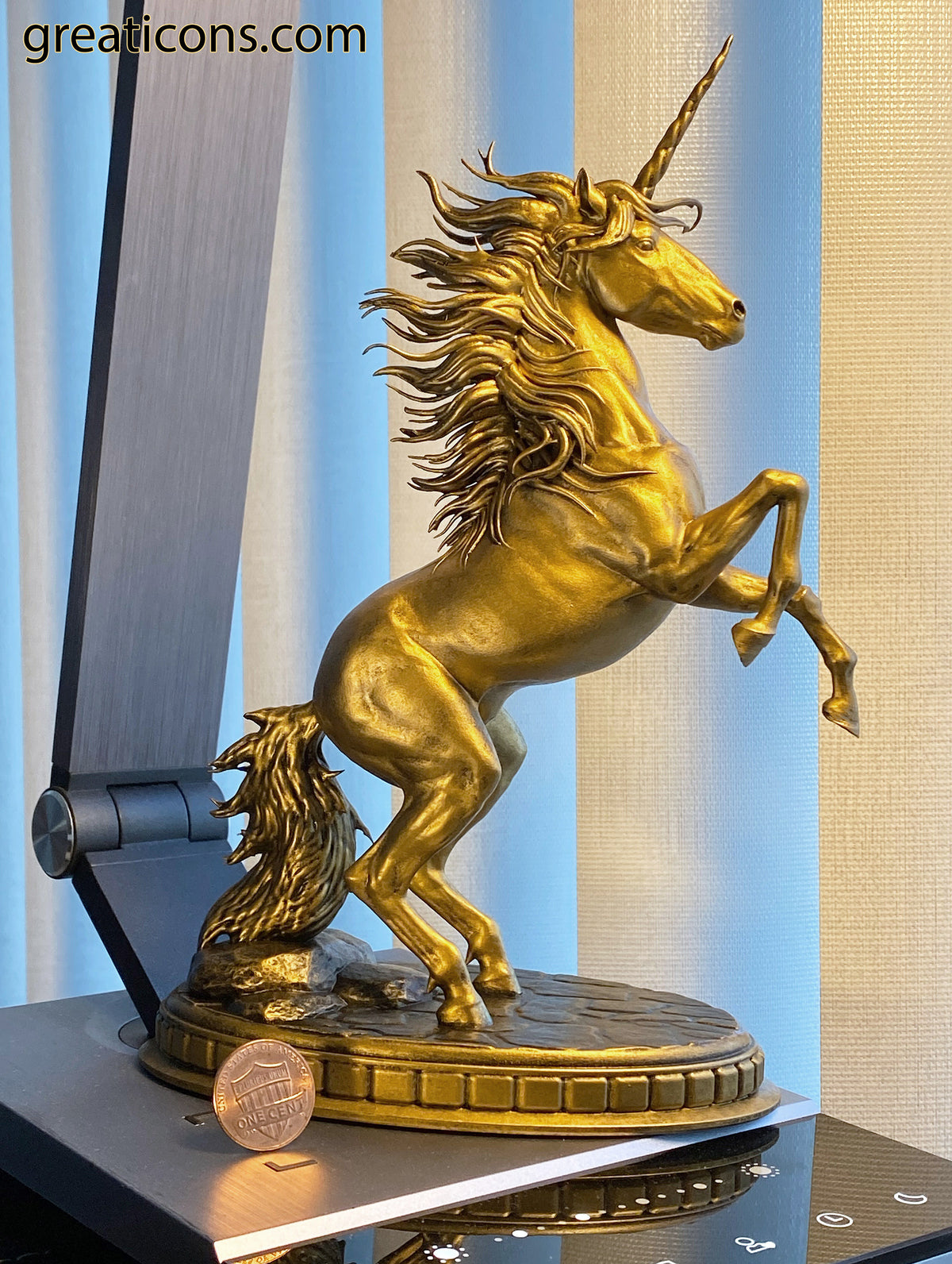 Unicorn (Monoceros) Statue, Mythical Beast in Ancient Europe, India, Babylon, China. (Handmade, UV-resin)